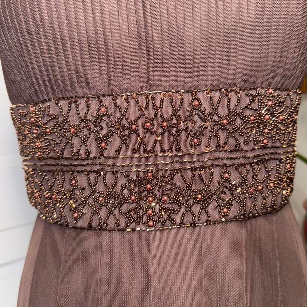 Y2K boho fairycore beaded chocolate brown formal evening maxi dress gown - Picture 6 of 8